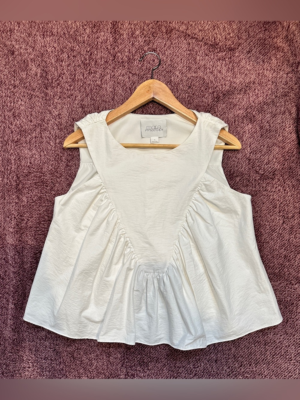 Anthropologie Mare Mare Shirred Swing Tank Ivory Small Babydoll - Picture 4 of 11